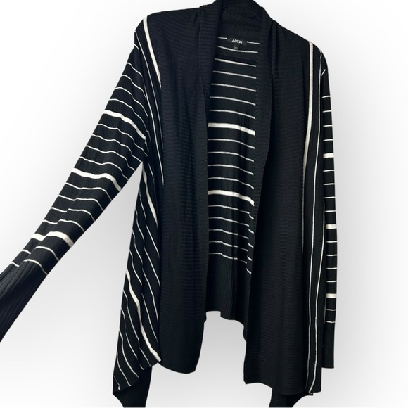 Apt 9 Black and White Stripes Open Waterfall Cardigan L - Picture 3 of 6